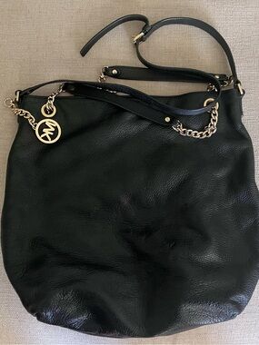 Michael Kors Black Satchel with Gold Chain Accents